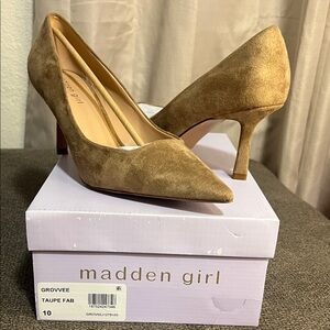 Madden Girl Taupe Suede Pointed Toe Pumps